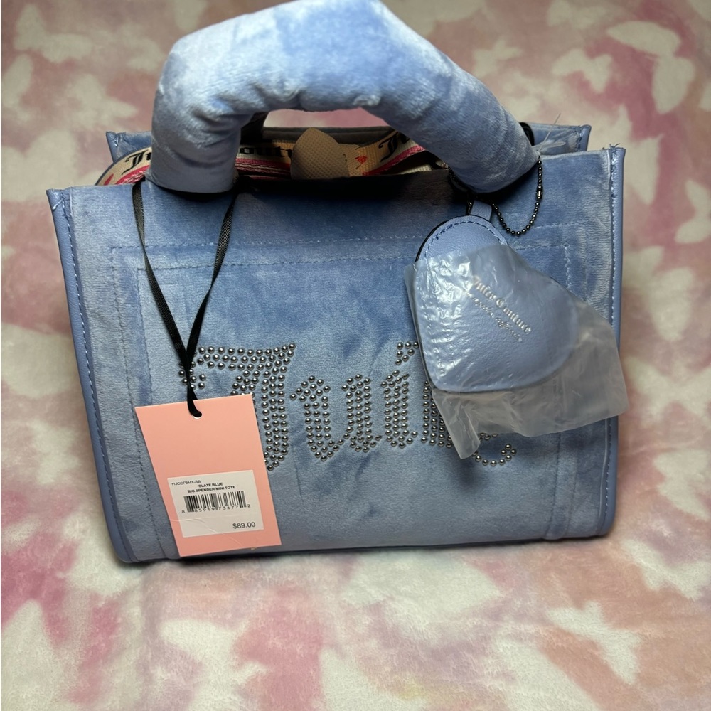 Juicy Couture Slate Blue Big Spender Velour Tote